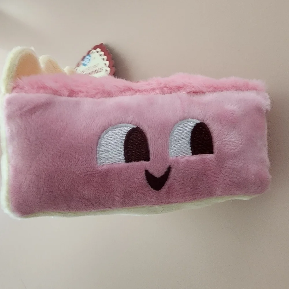Bark Pink Strawberry Betty Cheesecake Slice Plush Dog Toy-Squeaker Toy